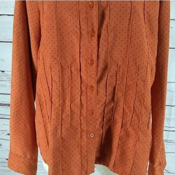 Ms. Lee Women's Vintage 90's Orange Button Down Long Sleeve Blouse Size XL - Picture 5 of 8